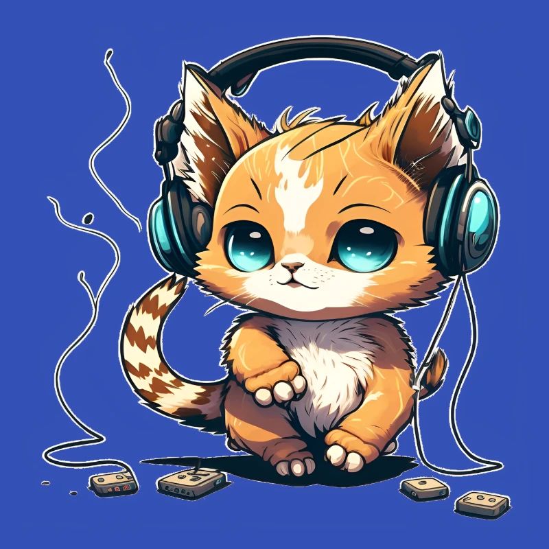 Katze mit Kopfhörern