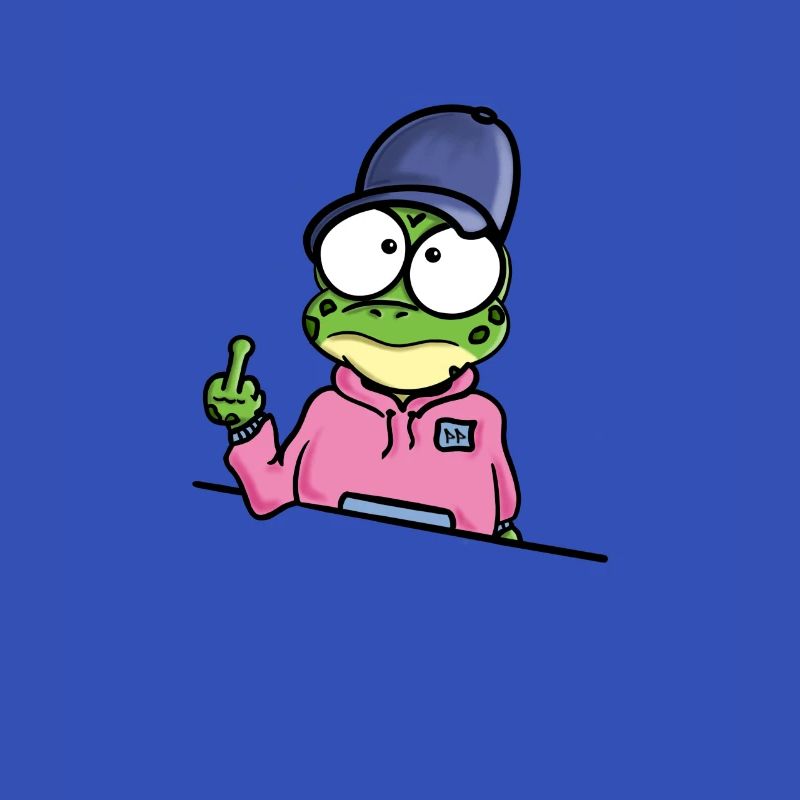 Frosch zeigt Mittelfinger