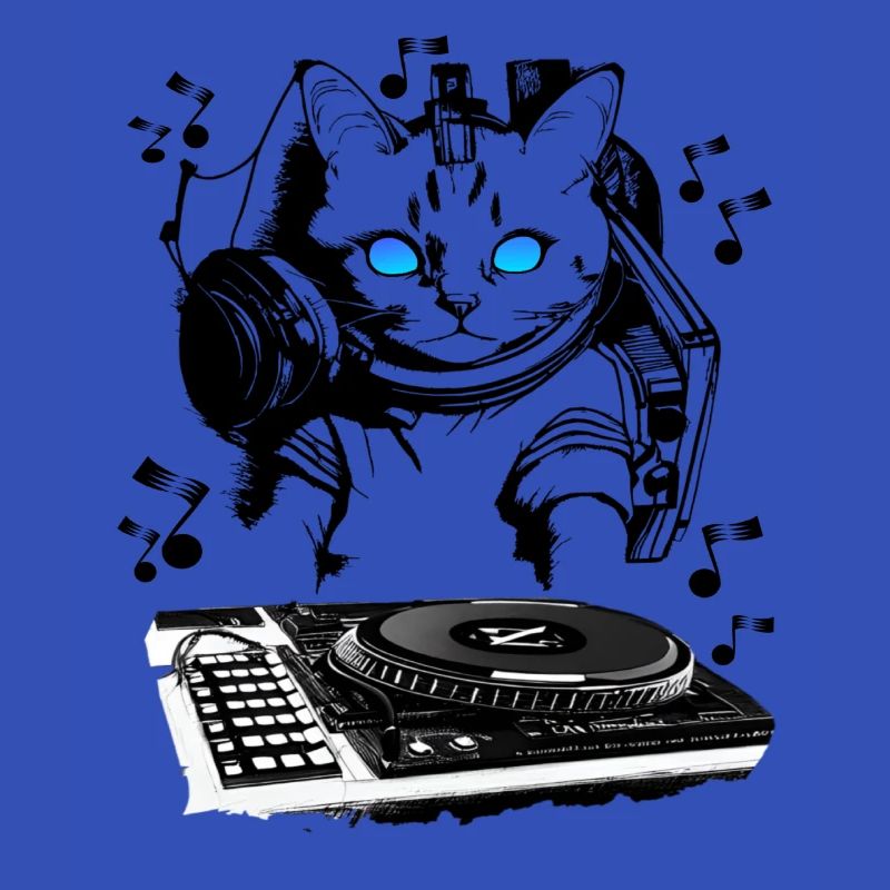 Katzen DJ mit Mischpult