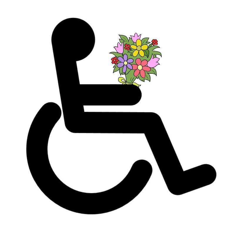 Rollstuhlfahrer mit Blumen #