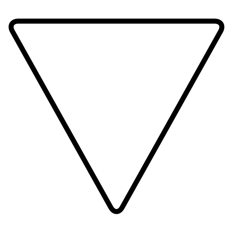 Triangle avec coins arrondis comme panneau d’avertissement