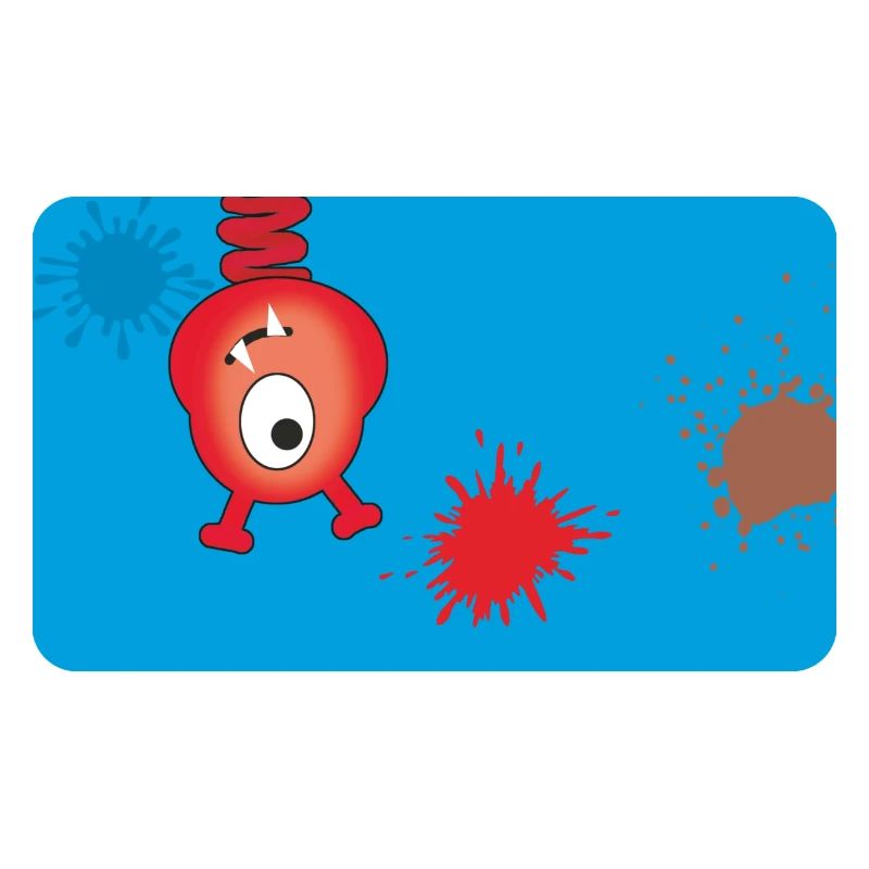 Monstre rouge et éclaboussures de couleur - Bleu