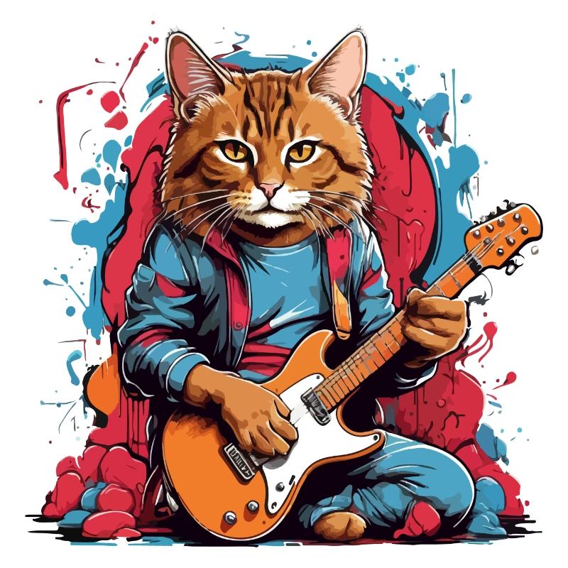 Chat avec guitare