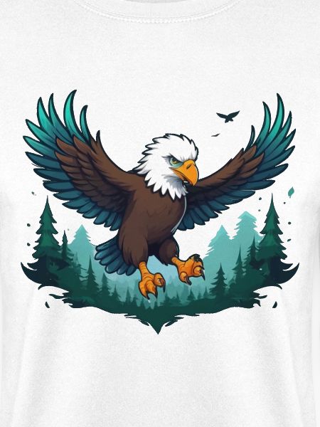 Adler fliegt über Wald