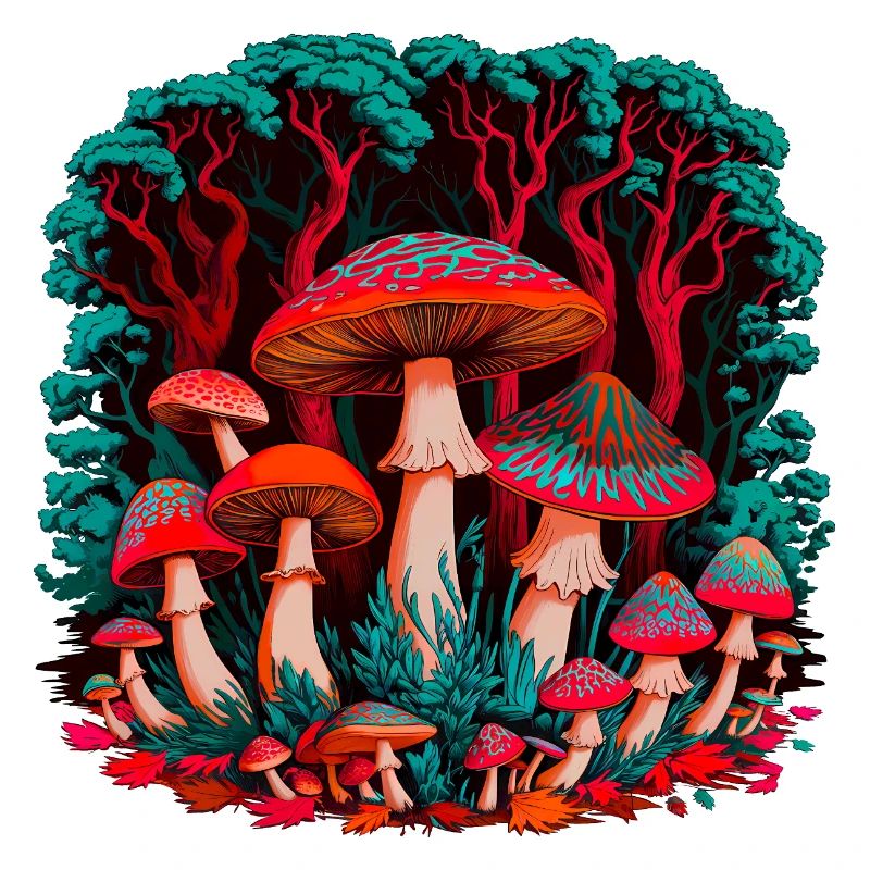 Un monde de champignons imaginatif dans la forêt