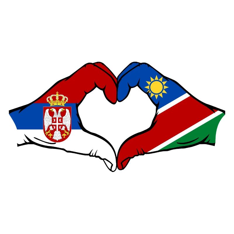 Serbien Namibia Flagge Herz