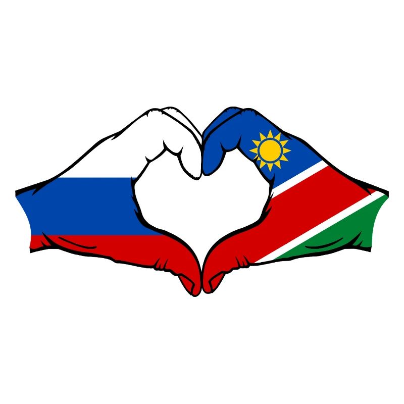Drapeau de la Russie et de la Namibie en forme de cœur