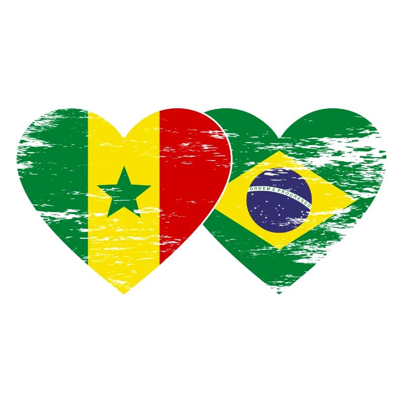 Sénégal Brésil Drapeau Mains Coeur Forme Utilisé
