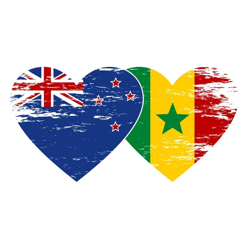 Neuseeland Senegal Flagge Herz