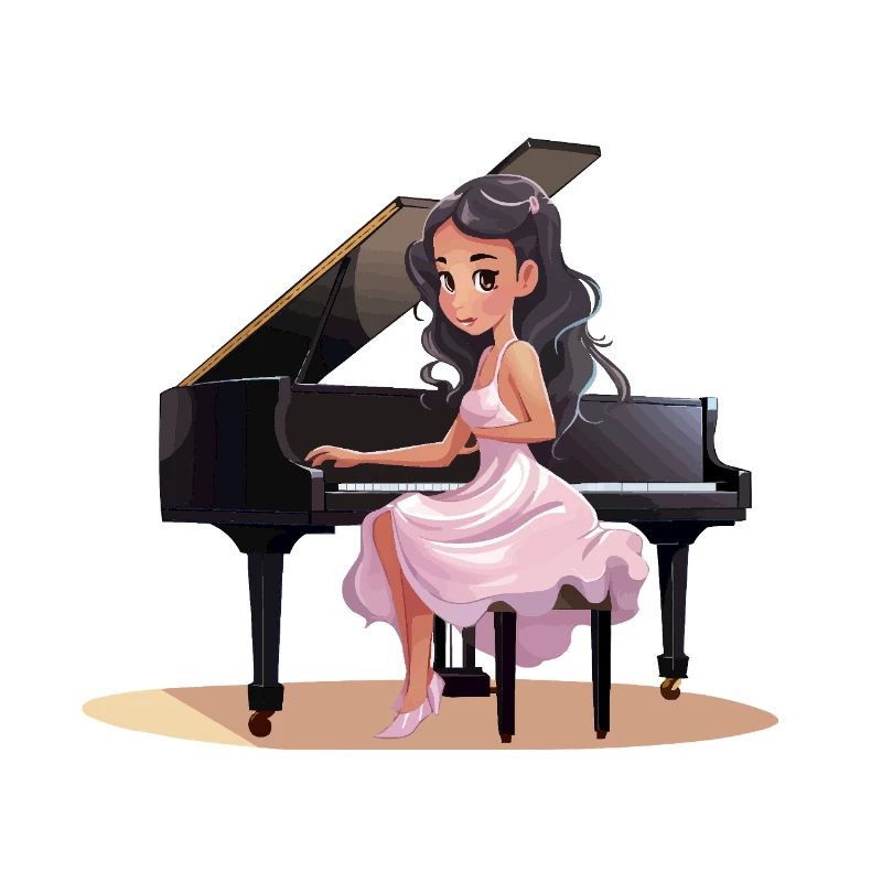 Piano Diva im Pinken Kleid