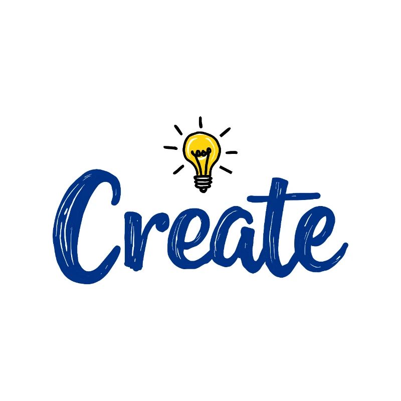 Create Schriftzug mit leuchtender Glühbirne