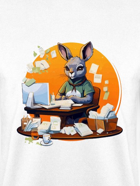 Bürohase im Papierchaos