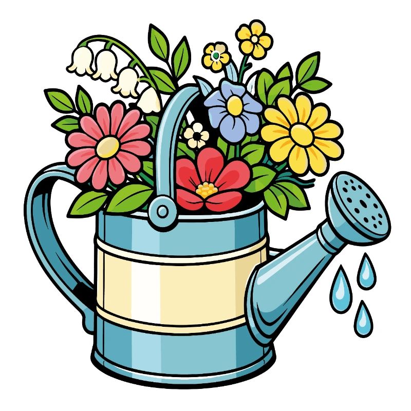 Blütenbewässerung, Gartenblüten im Frühling