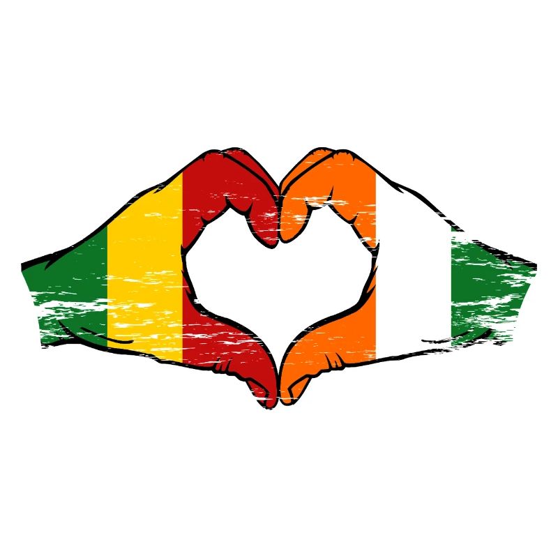 Mali Elfenbeinküste Flagge Hände Herz