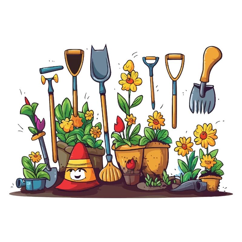 Gartenwerkzeug Blüten Szene