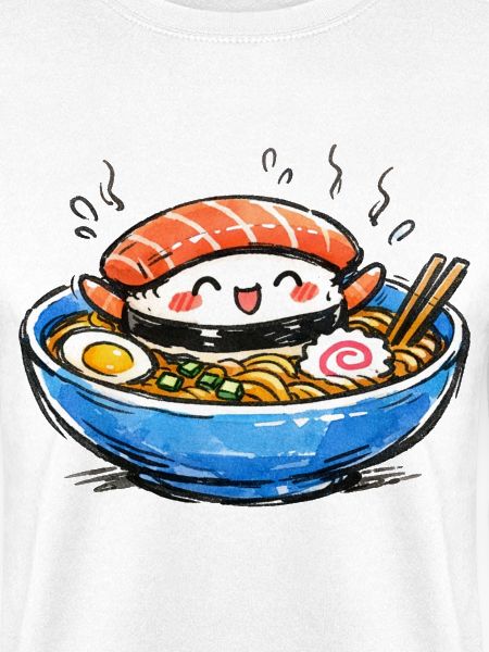 Kawaii Sushi-Ramen Bowl Illustration