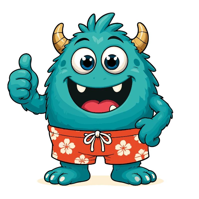 Monster mit Badehose