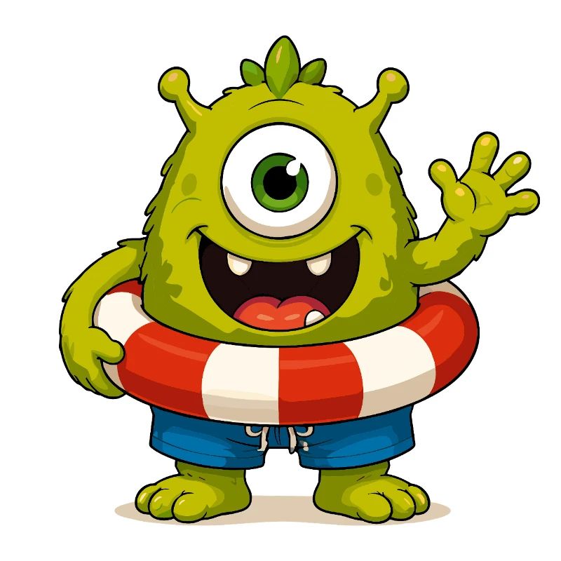 Monster mit Badehose