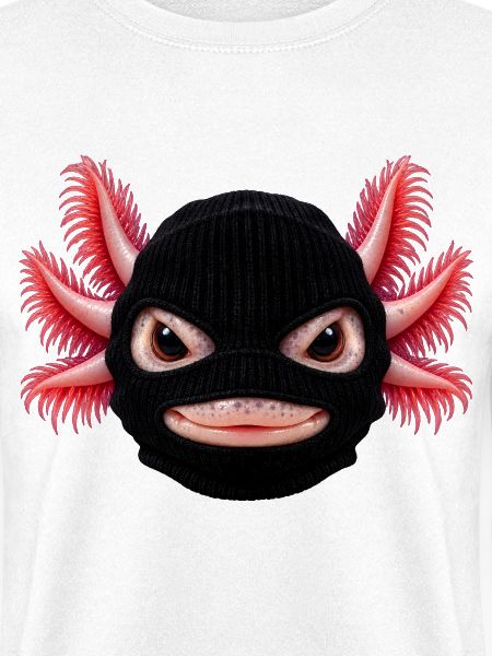 Böser Axolotl mit Sturmhaube