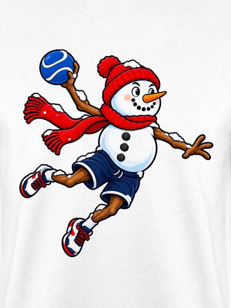 Handball-Schneemann im Sprungwurf