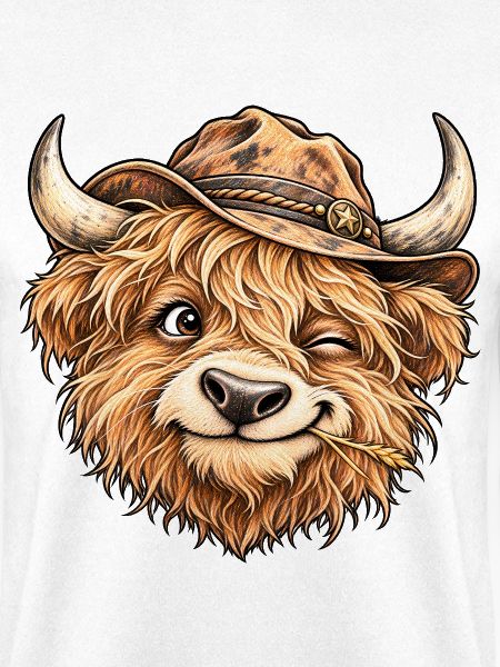 Lustiges Highland-Kuh-Cowboy-Western-Feldtier