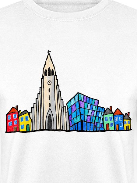 Reykjavik Skyline – Bunte Kinderzeichnung