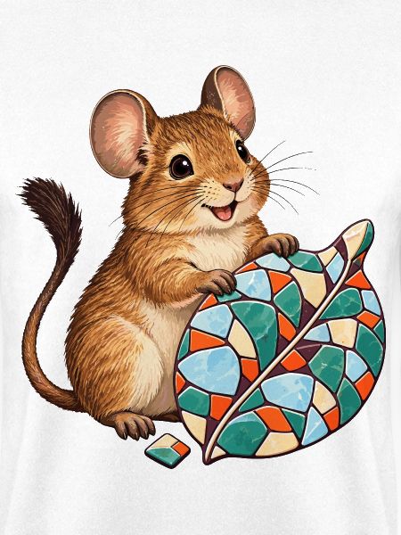 Fröhlicher Degu mit buntem Frostmosaikblatt