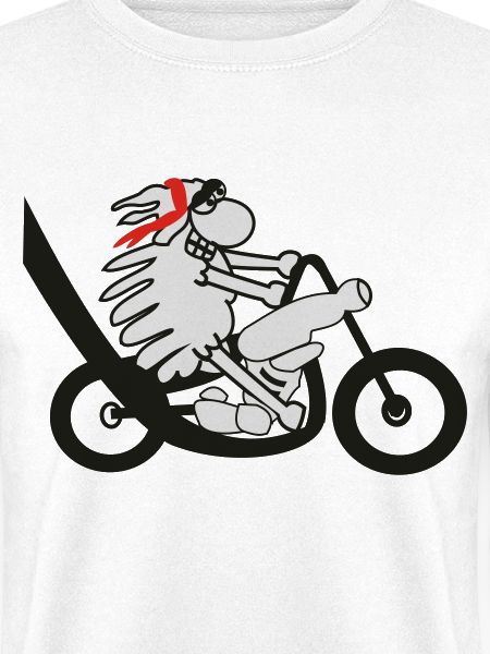 Motorradfahrer Schaf