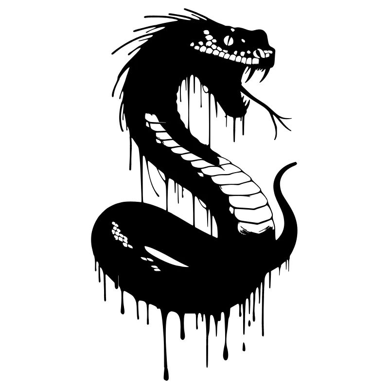 Schwarze Schlange mit tropfender Tinte