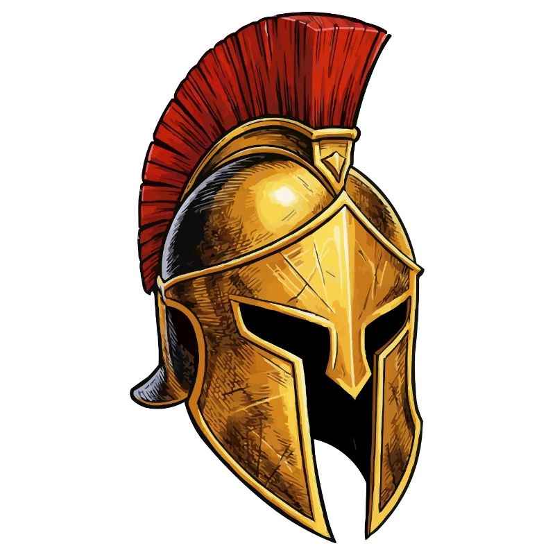 Goldener Spartanerhelm mit rotem Plume