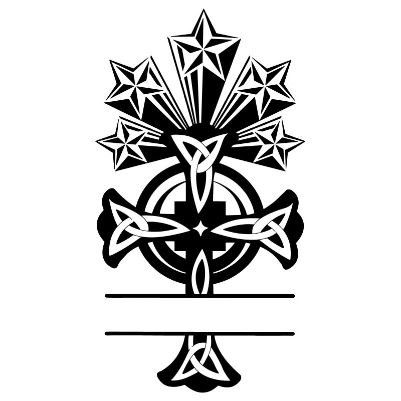 Monogramme cinq étoiles de croix celtique