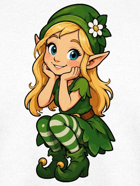 Grüne Elfenfreundin Illustration