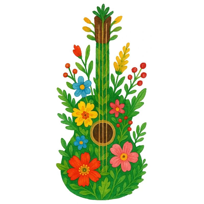 Floral Guitar Aquarell Bloom