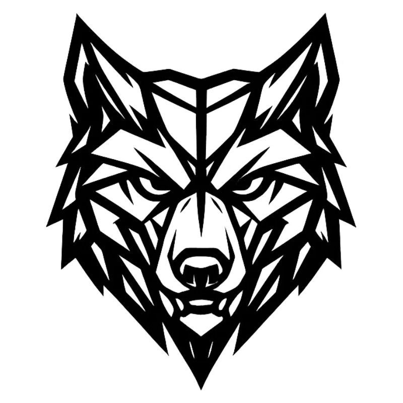Grauer Wolf mit geometrischem Stil