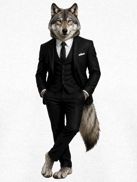 Wolf im eleganten Anzug