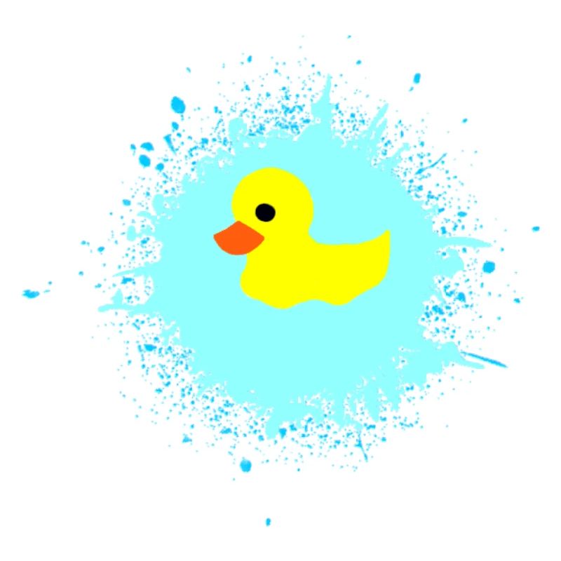 GelbeEnte auf Blauem Spritzer
