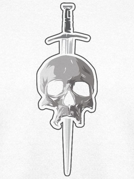 Totenkopf mit Dolch - Tattoo Stil