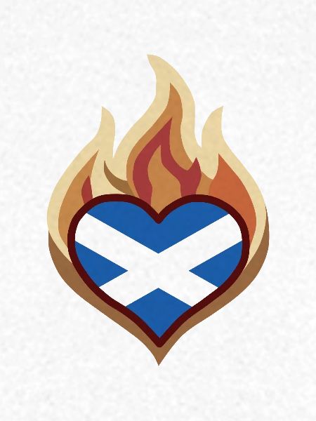 Scotland Flag Heart on Fire