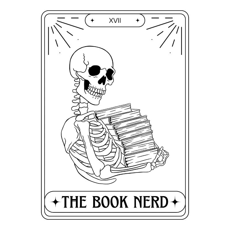 Lustige Tarotkarte Skelettbücher Lesebuch Nerd