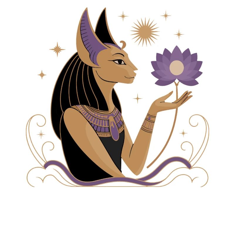 Heiterer Bastet Mit Einer Lotusblume