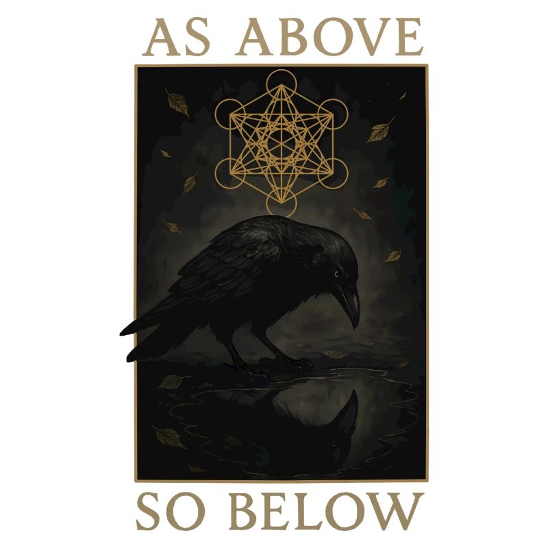 As Above So Below Raven Metatron's Cube Art