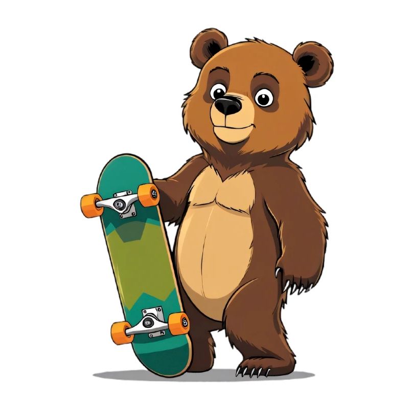 Bär mit Skateboard Illustration