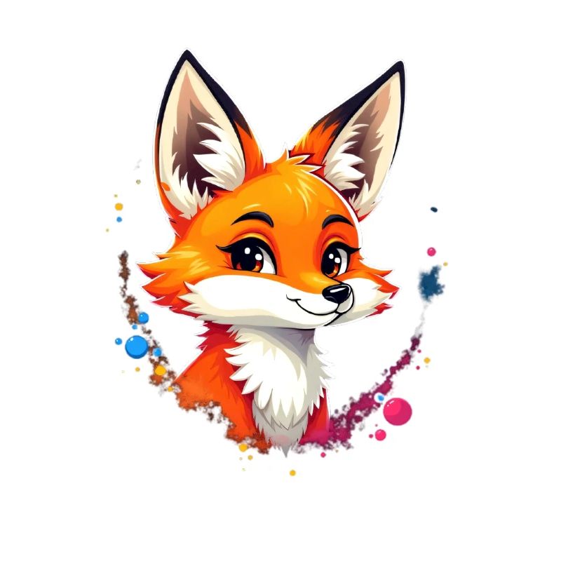 Verspielter Fuchs mit bunten Farbklecksen