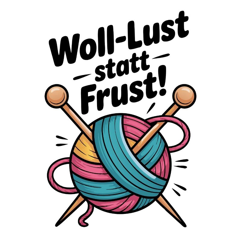 WollLust statt Frust Strickmotiv bunt