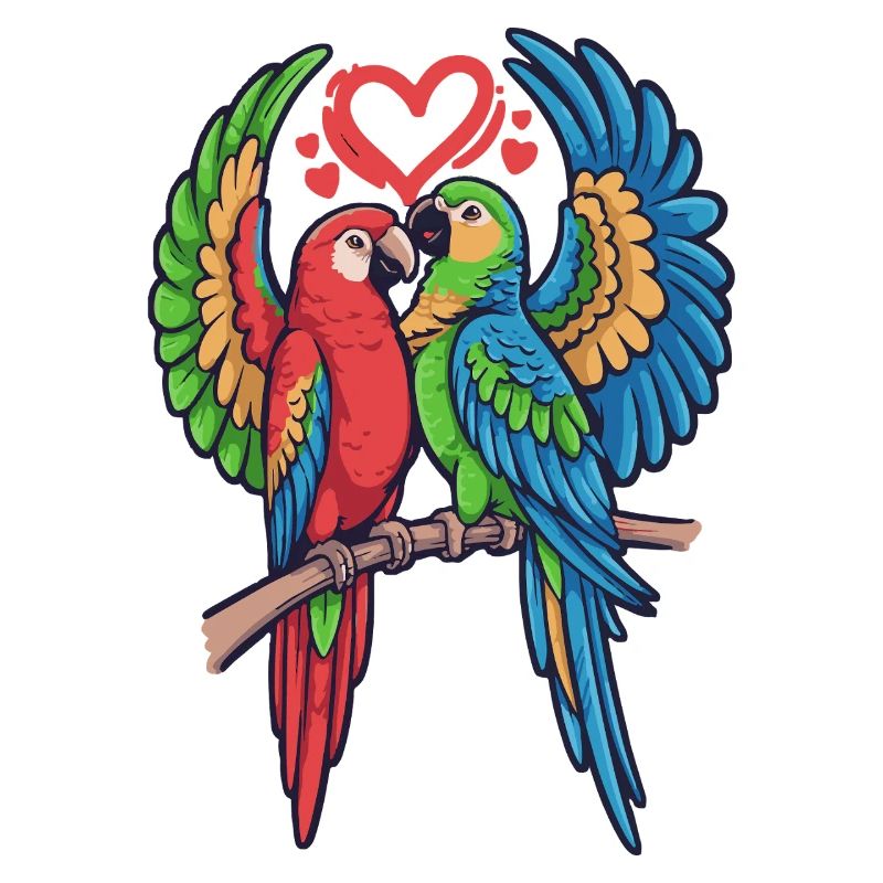 Duo de perroquets d’amour dans le style tropical
