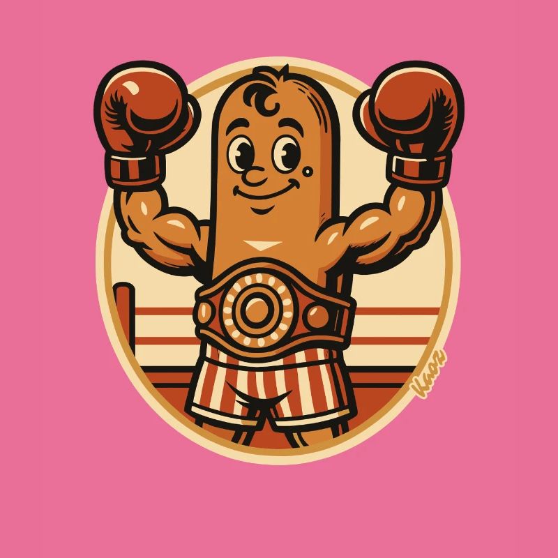 Boxende Boxer Wurst Figur mit Boxhandschuhen