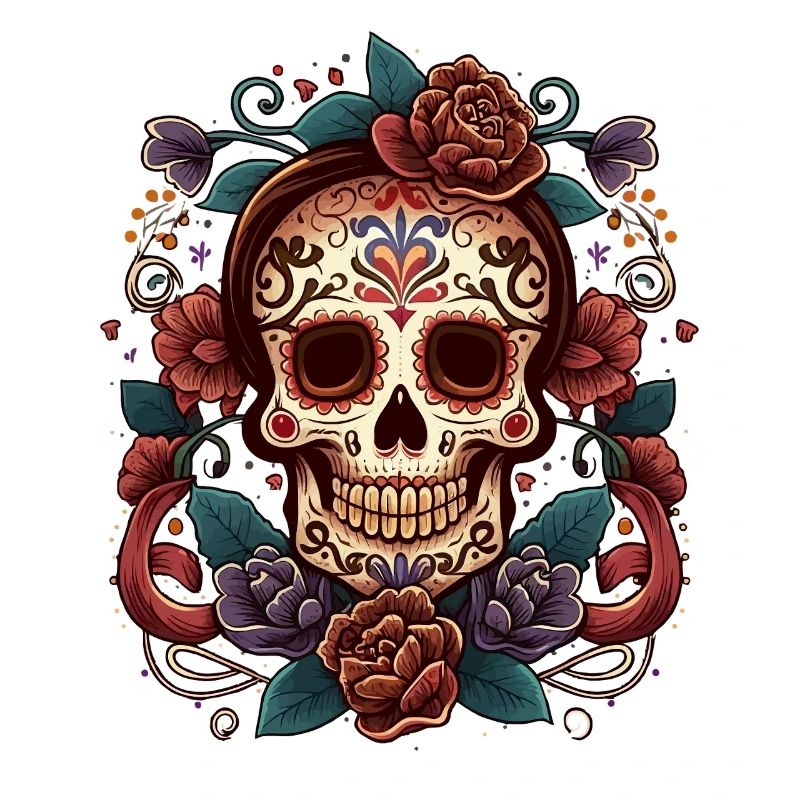 Sugar Skull Blumen-Tattoo-Kunst