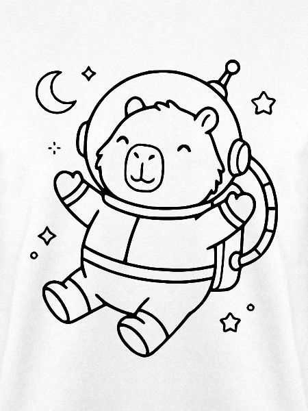 Niedliche Capybara-Astronauten-Umrisszeichnung Weltraumtier