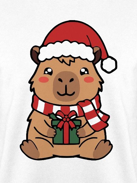 Niedliche Capybara-Weihnachtsmütze mit Weihnachtsmann-Hut-Geschenkbox