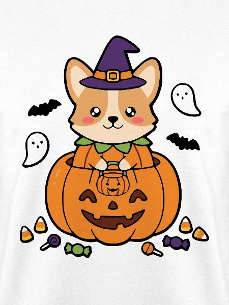 Süßes Kawaii-Corgi-Kürbis-Hexenhut-Halloween-Geschenk